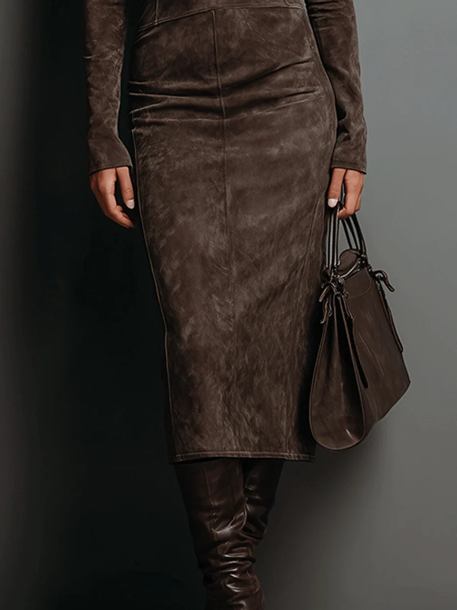 Linn - Vestido midi de ante