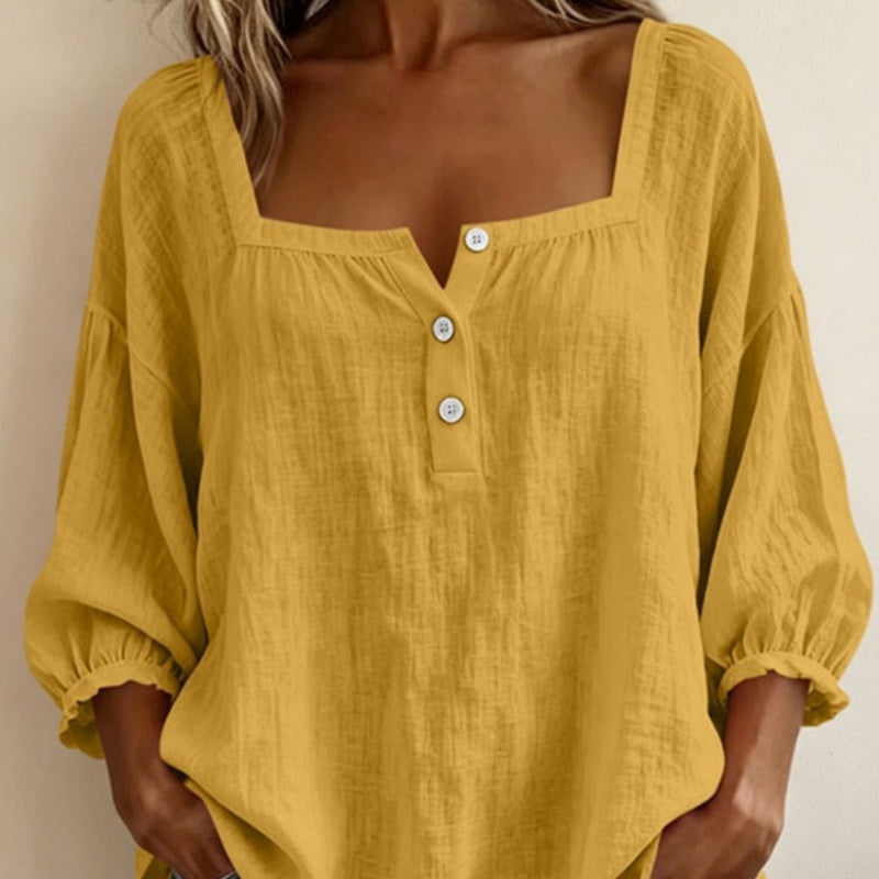 Zaira - Blusa de cuello cuadrado y mangas abullonadas