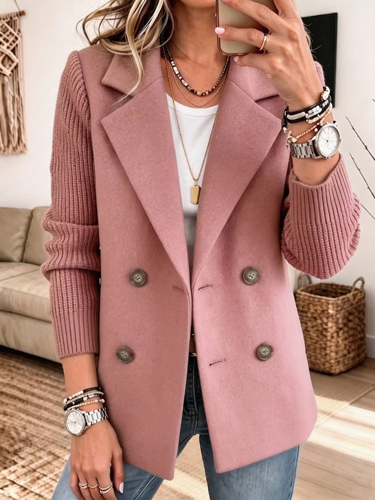Carla | Elegante blazer con mangas de punto