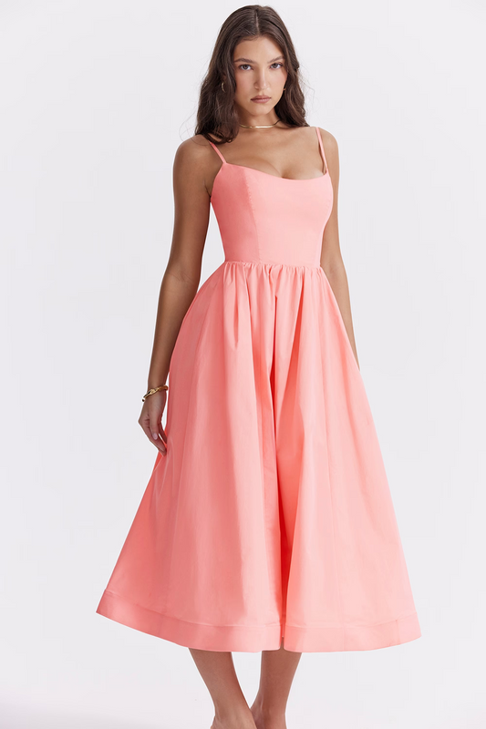 Estrella - Vestido midi de verano elegante con estilo corsé