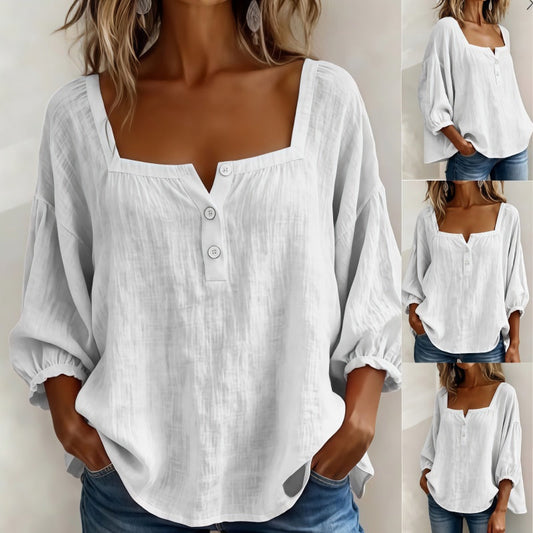 Zaira - Blusa de cuello cuadrado y mangas abullonadas