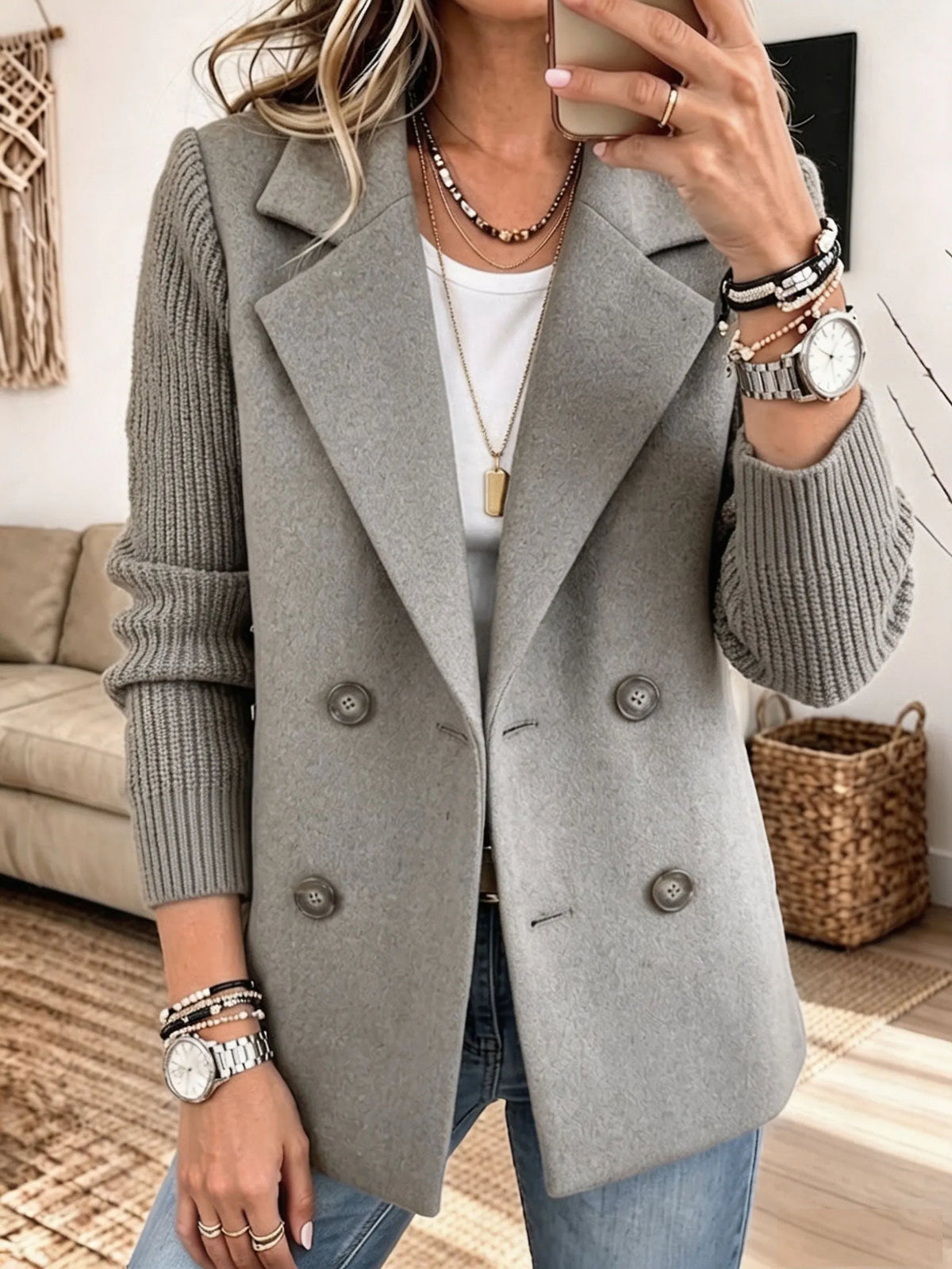 Carla | Elegante blazer con mangas de punto