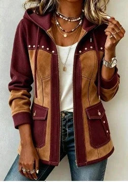 Sara | Chaqueta con capucha de dos tejidos