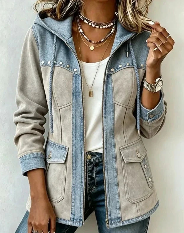 Sara | Chaqueta con capucha de dos tejidos