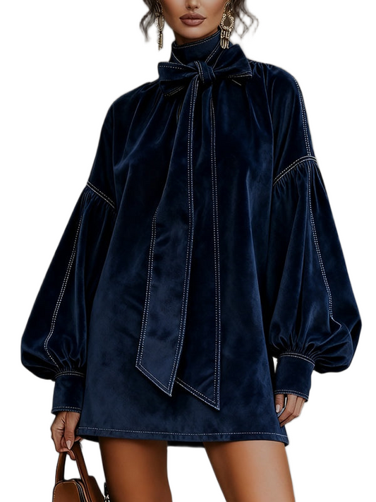 Therese - Mini vestido de terciopelo con lazo