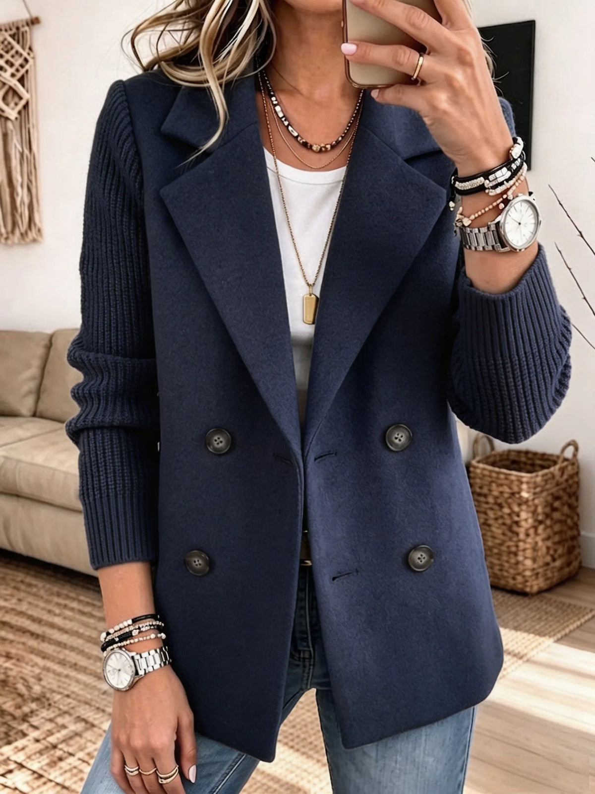 Carla | Elegante blazer con mangas de punto