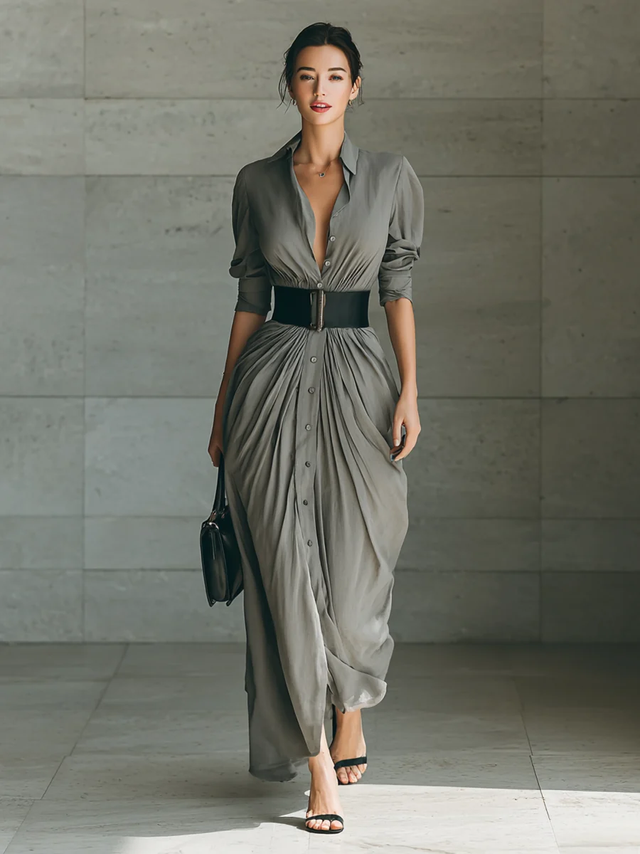 Zaira | Vestido largo plisado