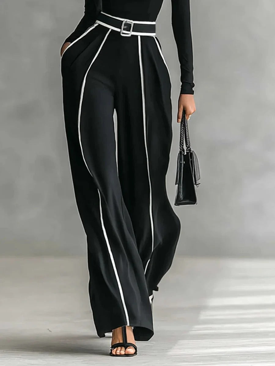 Emma | Elegante conjunto de dos piezas con cuello alto y pantalones de pierna ancha