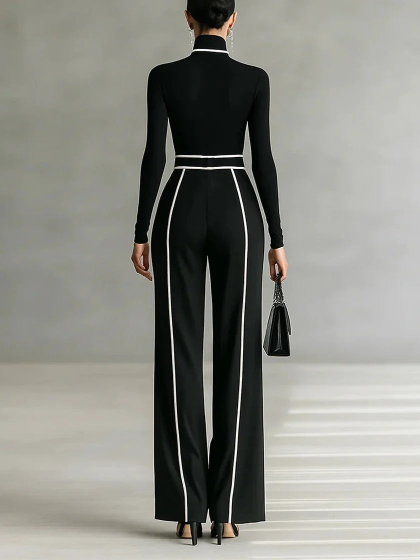 Emma | Elegante conjunto de dos piezas con cuello alto y pantalones de pierna ancha
