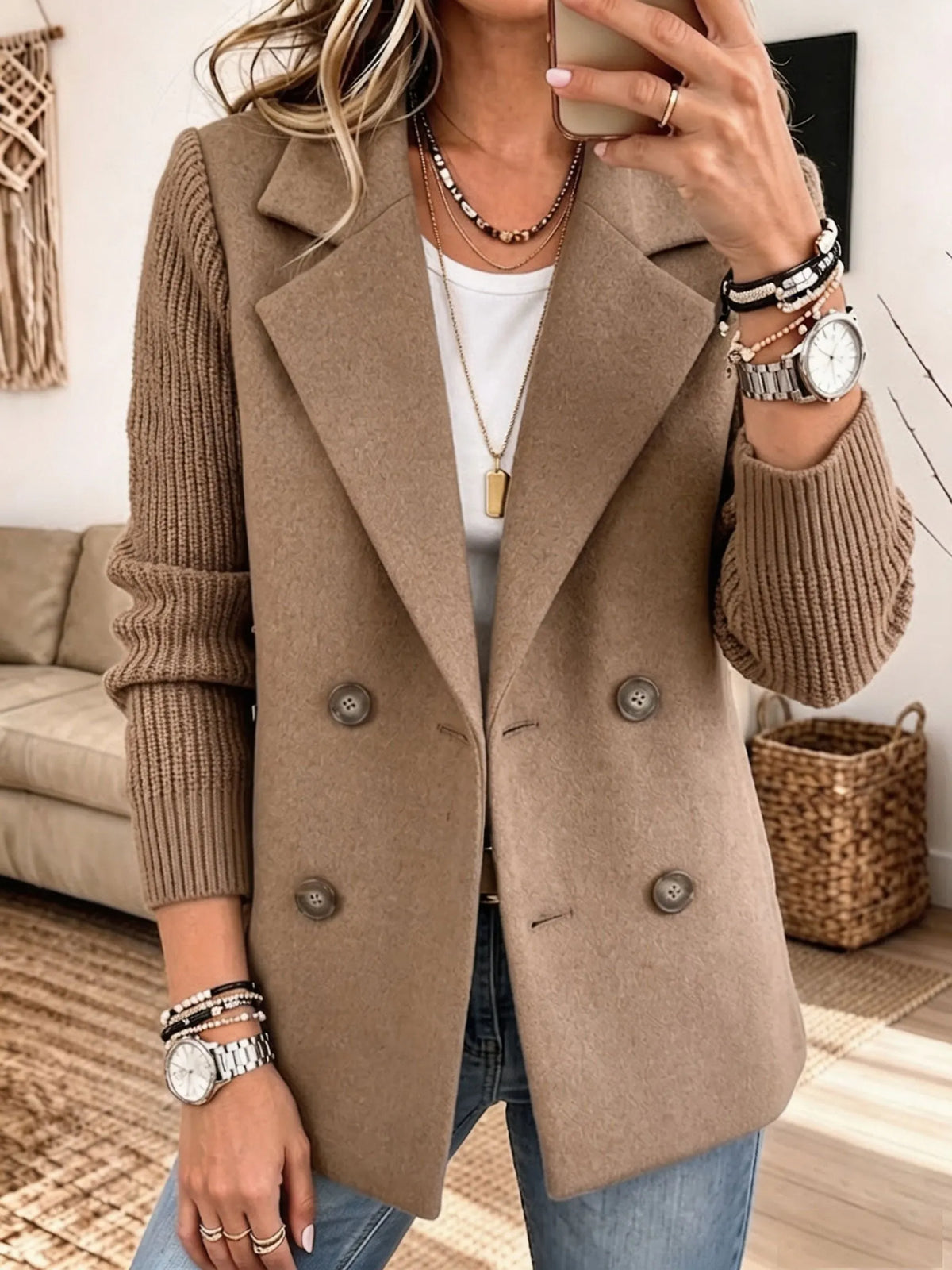 Carla | Elegante blazer con mangas de punto