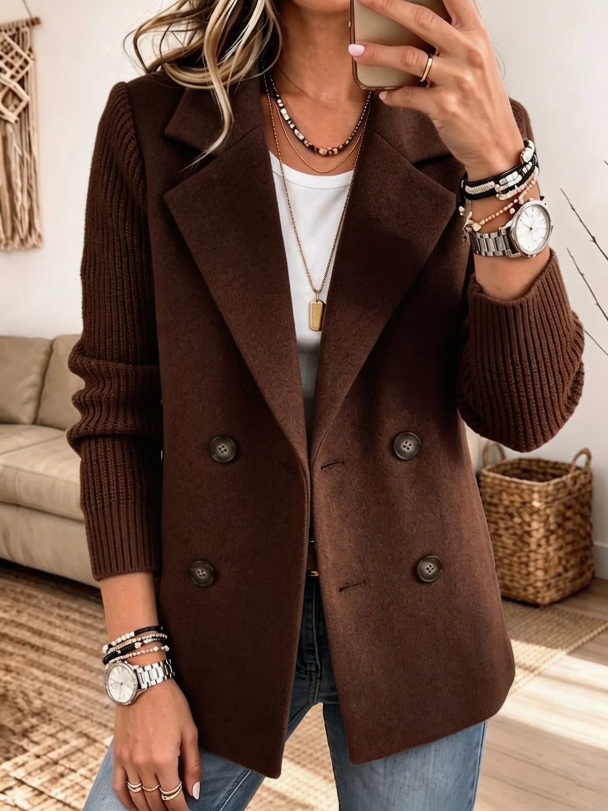 Carla | Elegante blazer con mangas de punto