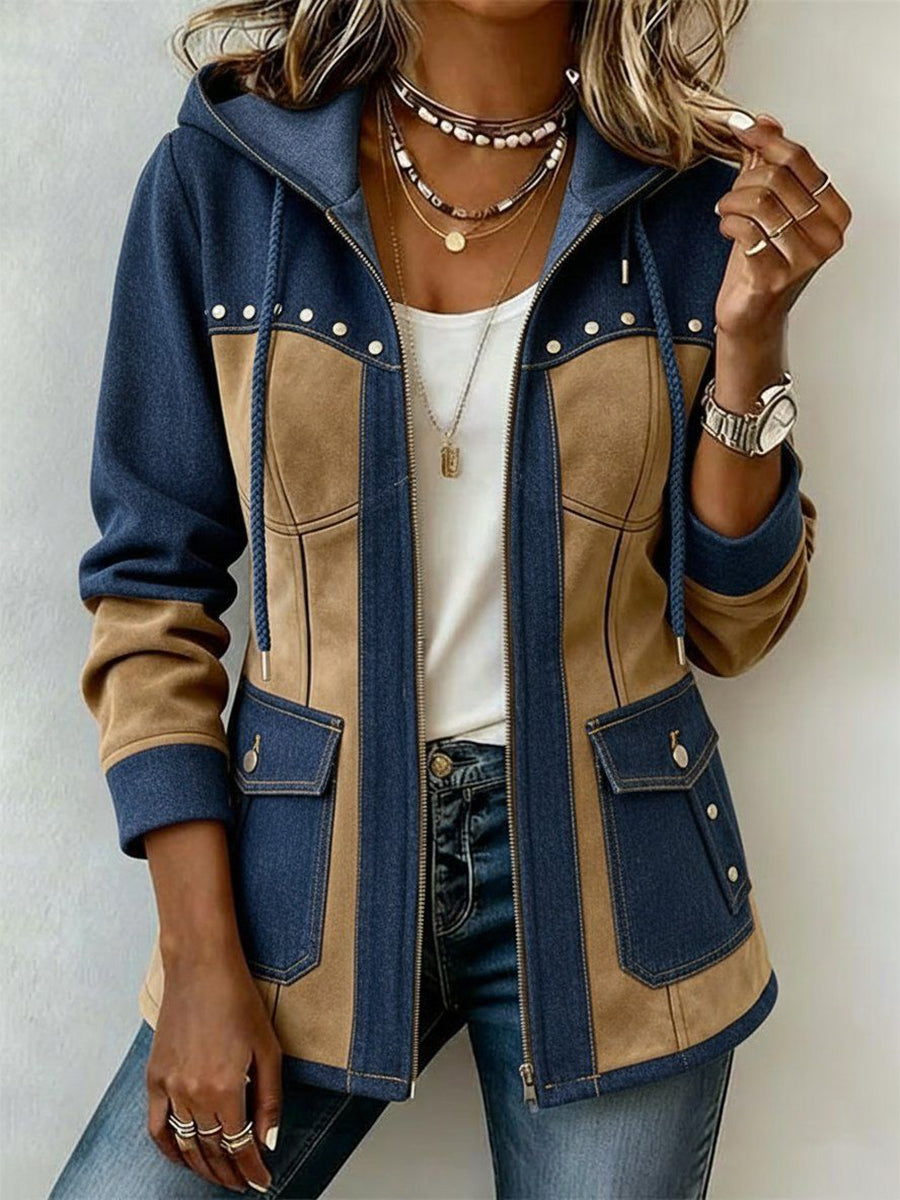 Sara | Chaqueta con capucha de dos tejidos