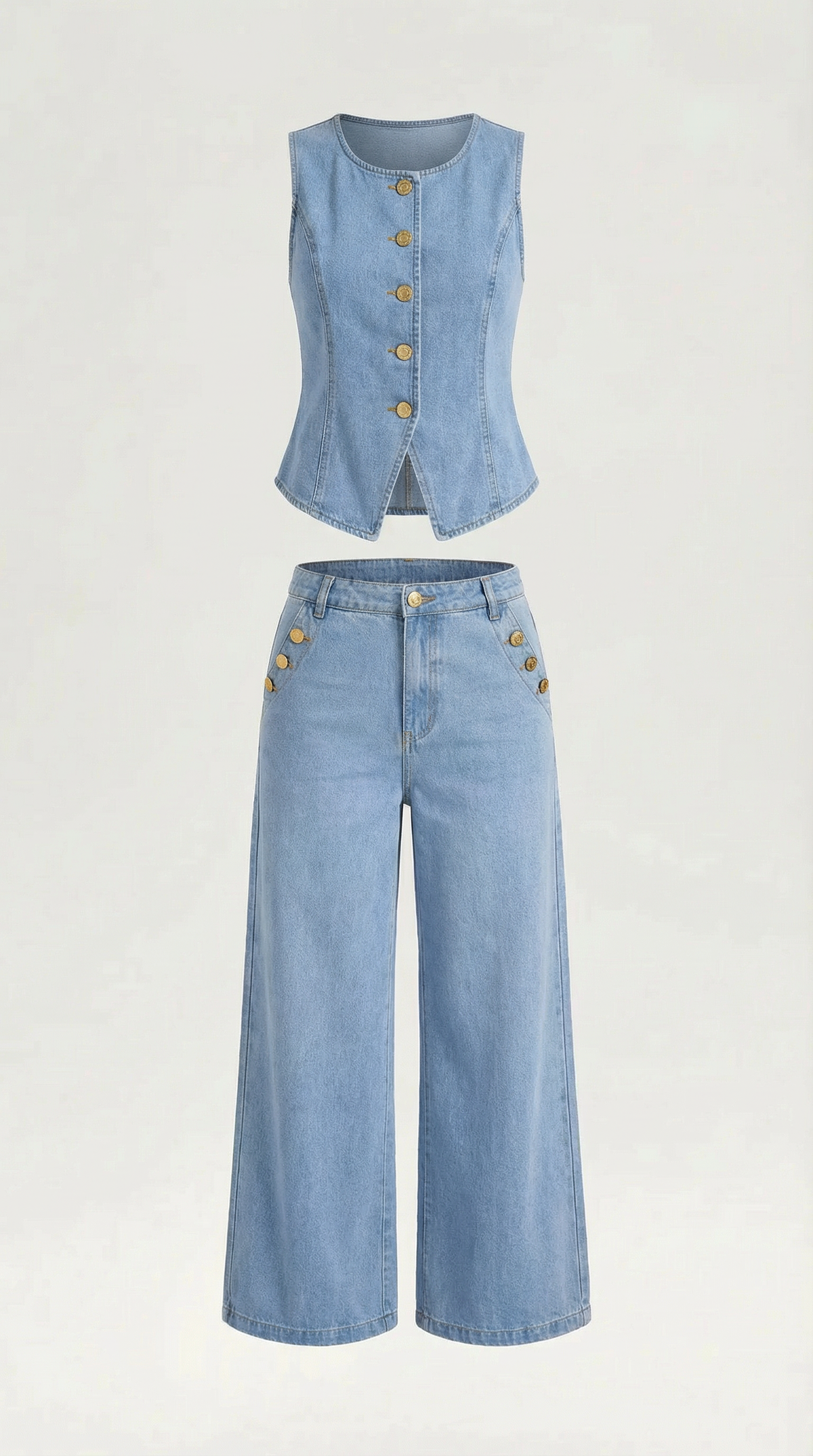 Conjunto Rhonda de algodón y denim