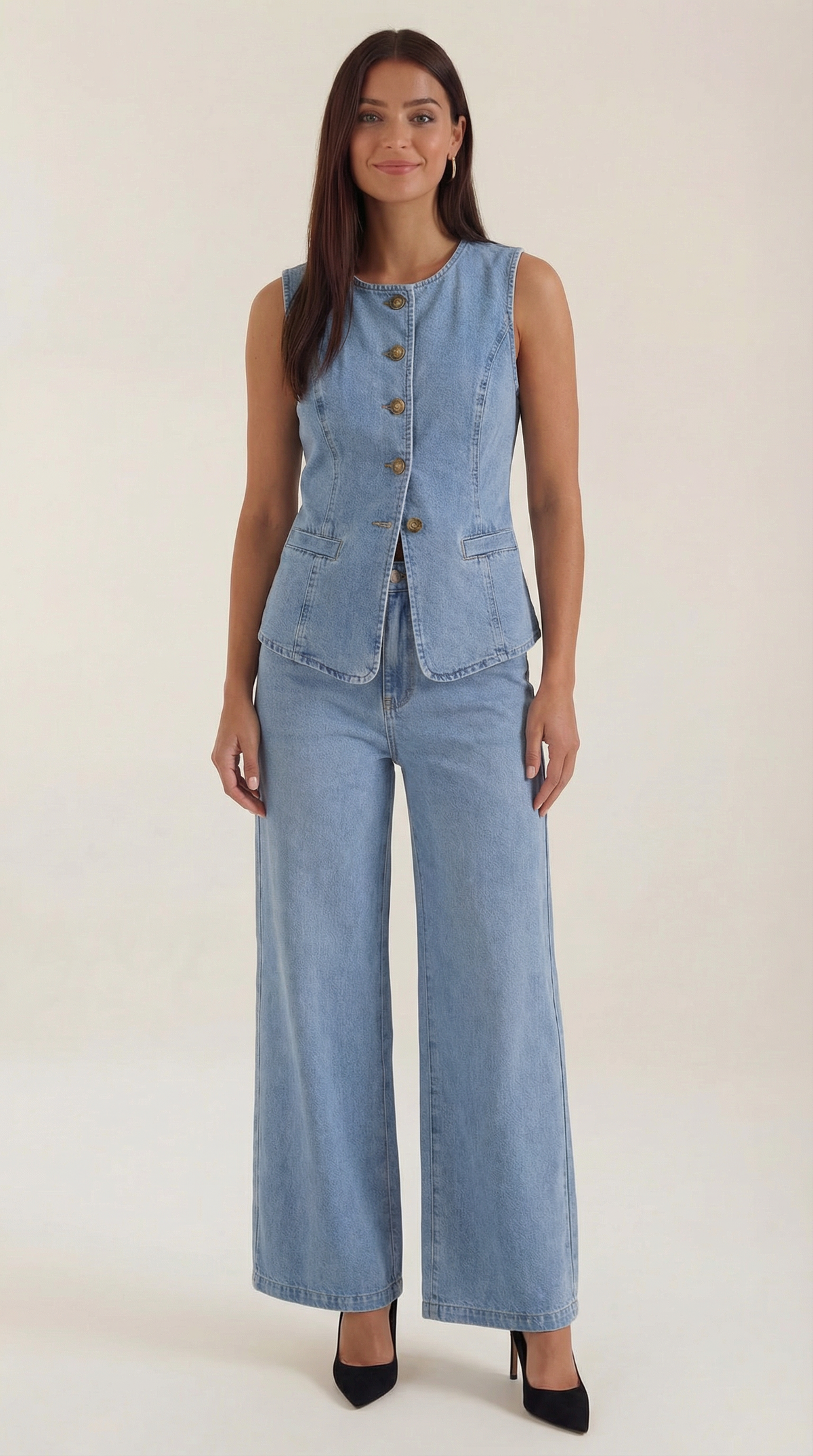 Conjunto Rhonda de algodón y denim