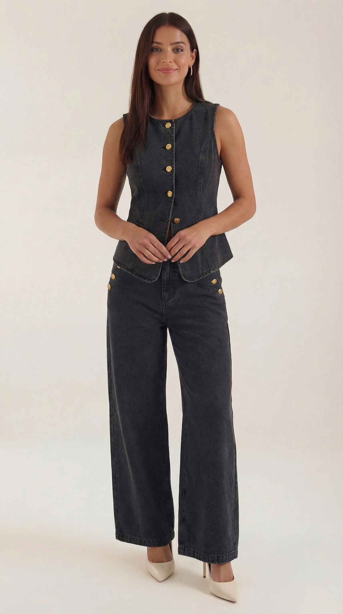 Conjunto Rhonda de algodón y denim