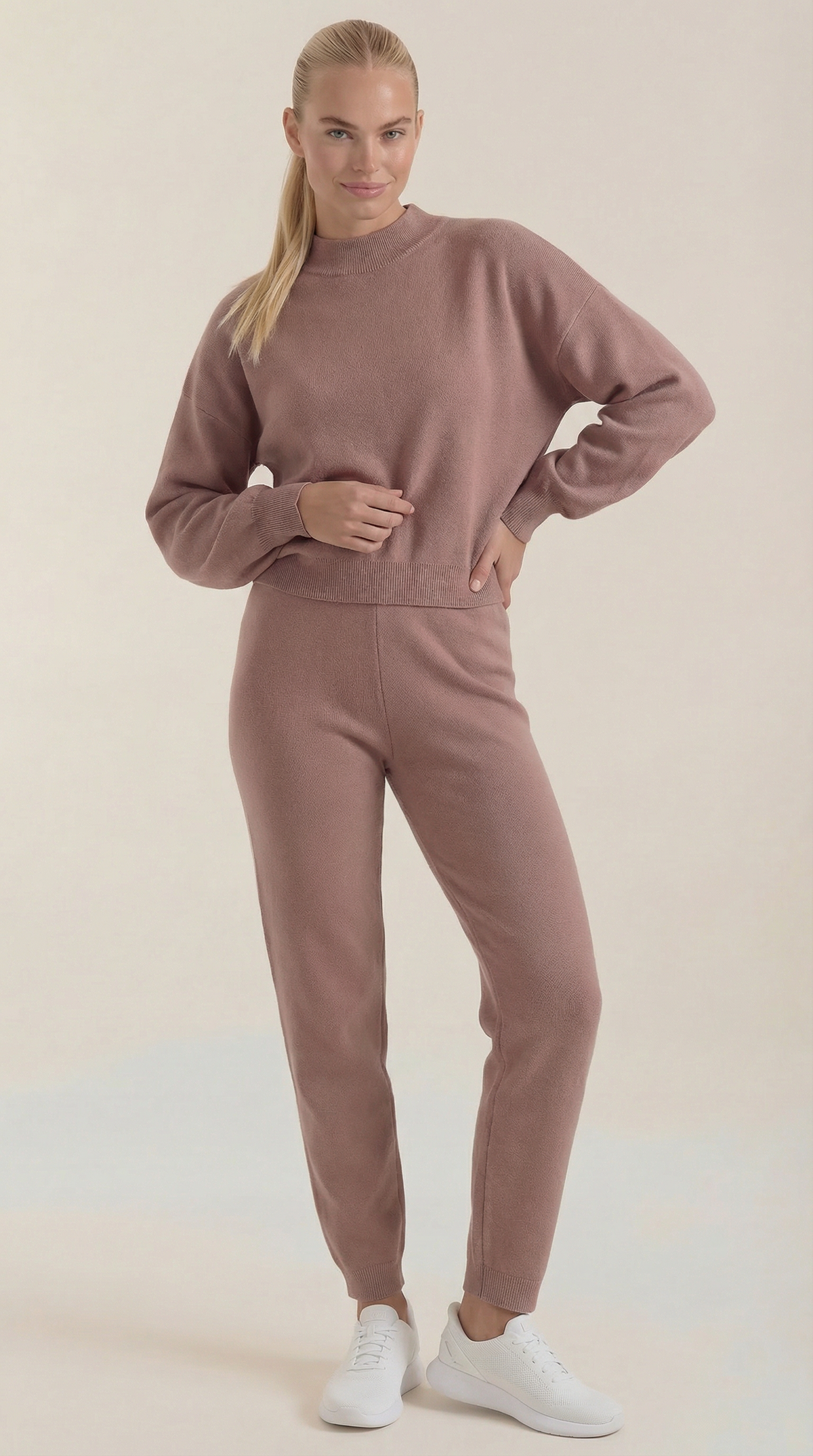 Conjunto de estar por casa de punto Mavis con cuello alto