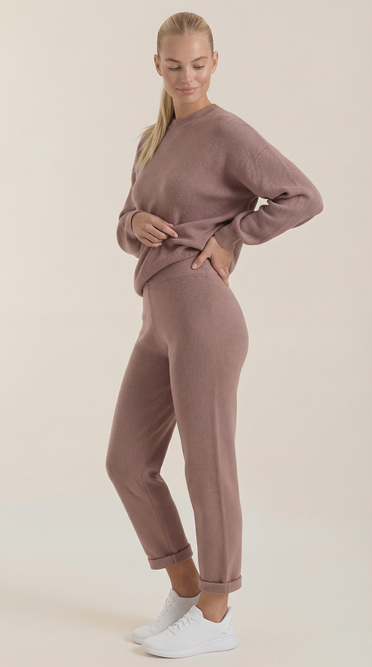 Conjunto de estar por casa de punto Mavis con cuello alto